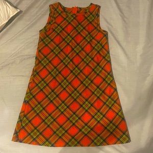 Vintage orange plaid jumper United colors of Benetton girls 8